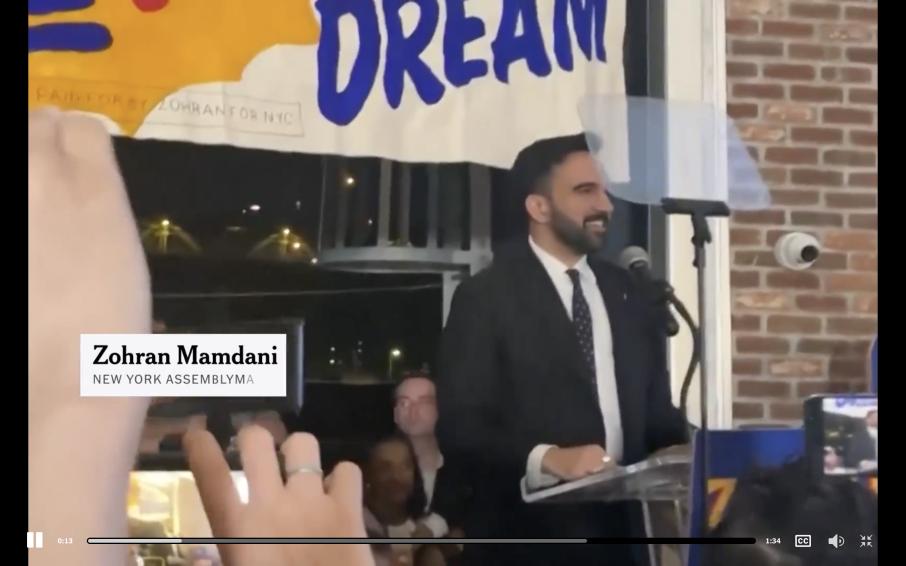 न्यूयोर्क सिटीको भावी मेयरमा युवा उम्मेद्धार माम्दानीको डेमोक्रेटिक प्राइमरीमा जीत निश्चित